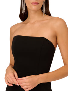 Liv Foster Strapless Dress With Contrasting Bow Hem In Black Ivory
