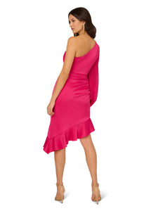 Liv Foster Liv Foster One Shoulder Stretch Satin Dress In Hot Pink